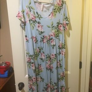 Blue floral knee length dress